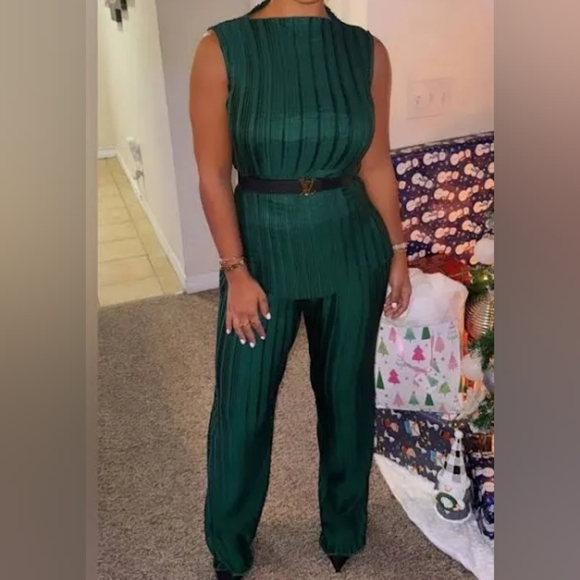 Zara Co-ord Set pleated top & pleated pants raw hems green Sz L NWT - Picture 16 of 16